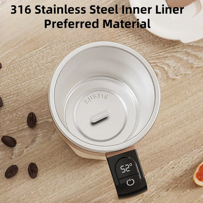 400ML LED Temperature Display Smart Mixing Cup - Self-Stirring 316 Stainless Steel Coffee Mug for Effortless Mixing